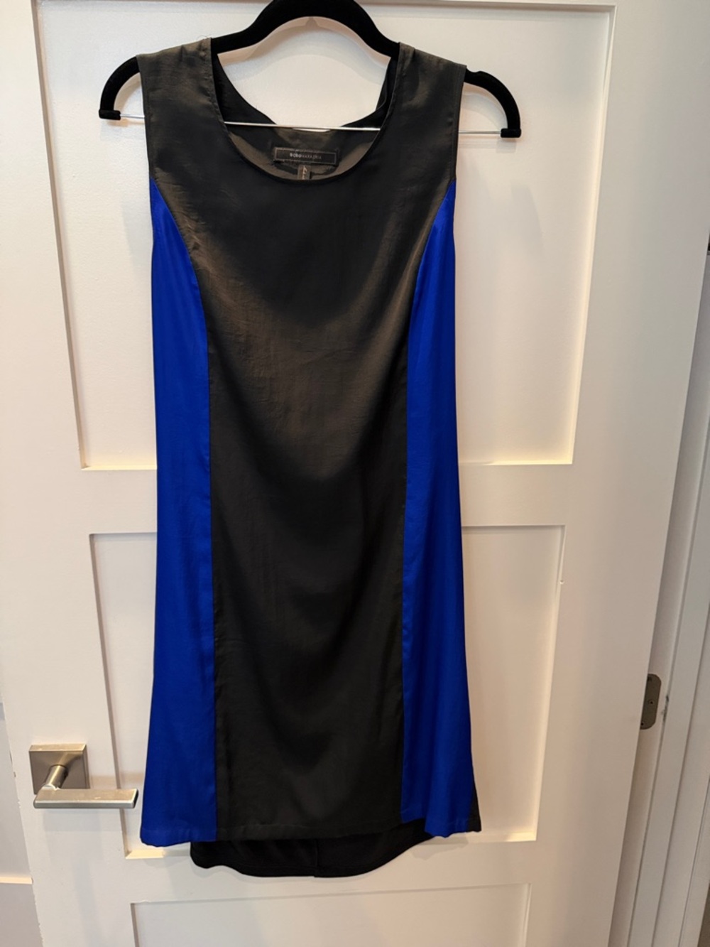 BCBGMaxAzria Black and Royal Blue A-Line Colorblock Skirt